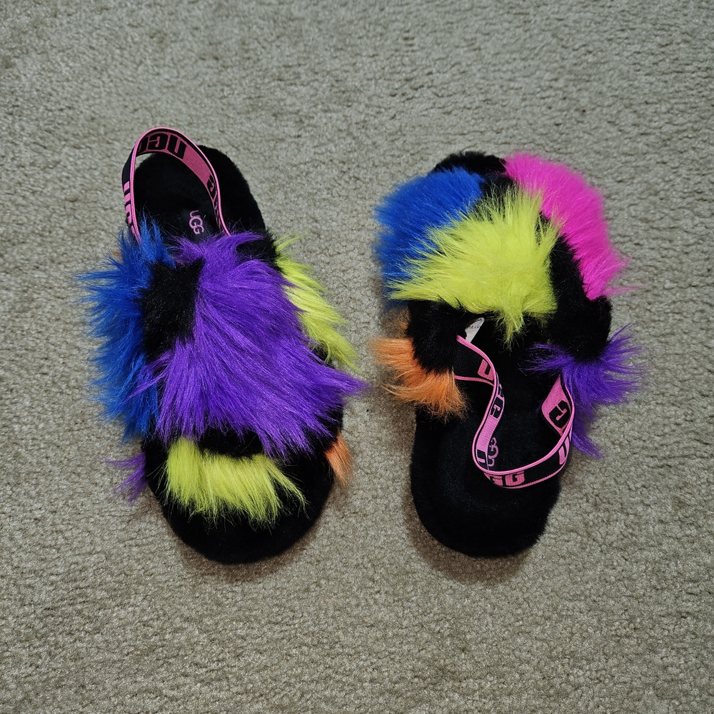 UGG Vibrant Fuzzy Slippers with Neon Accents